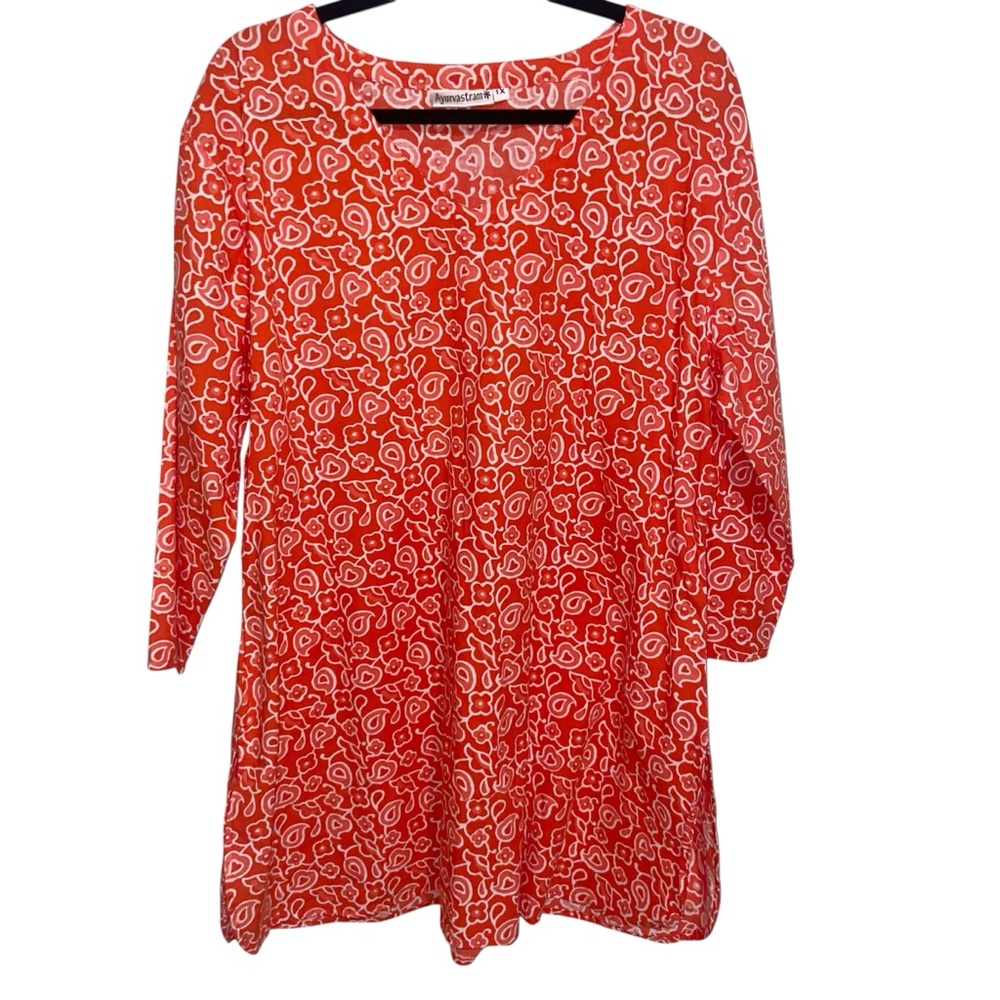Ayurvastram Tunic Top Womens 1XL  Boho Ethnic Print Cotton India Boho Shirt